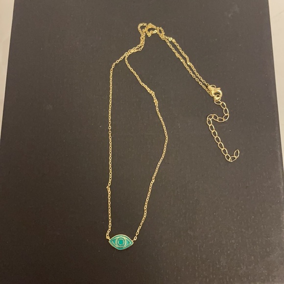 New 14KT gold plate sterling silver enamel evil eye necklace. - Picture 3 of 4